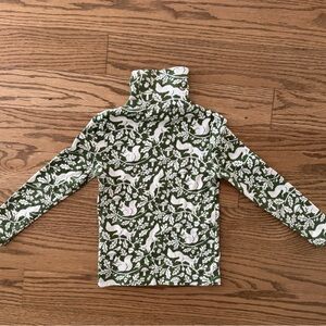 Boden Green and White Animal Print Turtleneck 4T